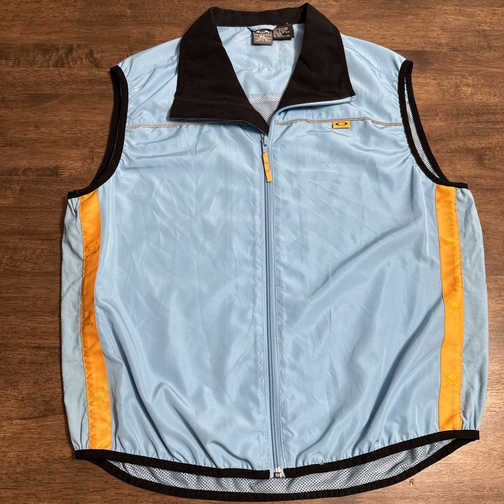 VTG Oakley Software Mad Science Lab Cycling Nylon Mesh Vest Mens XL Skull‎ Y2K
